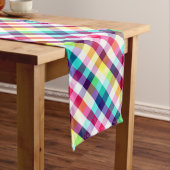 Funky Rainbow Plaid Pattern Grote Tafelloper (Voorbeeld)