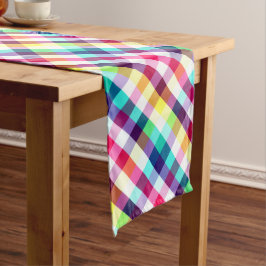 Funky Rainbow Plaid Pattern Grote Tafelloper