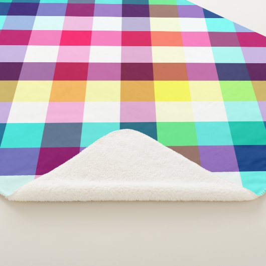 Funky Rainbow Plaid Pattern Kleine Sherpa Deken (3/4)