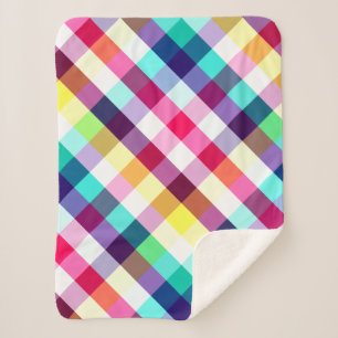 Funky Rainbow Plaid Pattern Kleine Sherpa Deken