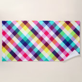 Funky Rainbow Plaid Pattern Strandlaken (Voorkant)