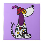 Funky Rainbow Spotted Puppy Dog Tegeltje (Voorkant)