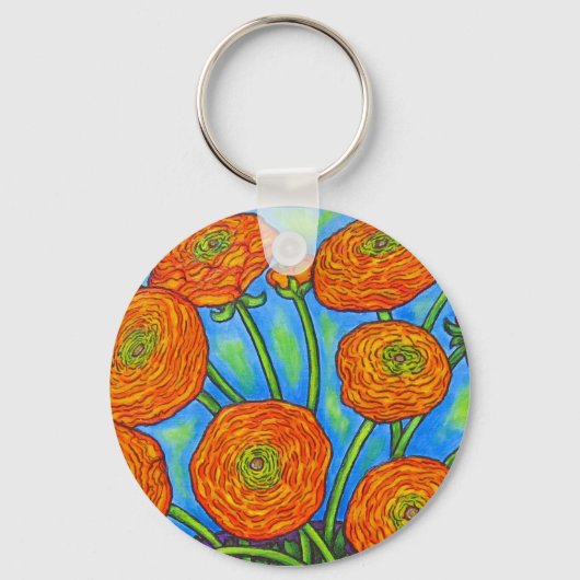 Funky Ranunculus Bouquet Sleutelhanger (Voorkant)