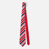 Funky Red Blue White Stripes Print Pattern Stropda Stropdas (Voorkant)