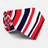 Funky Red Blue White Stripes Print Pattern Stropda Stropdas (Opgerold)