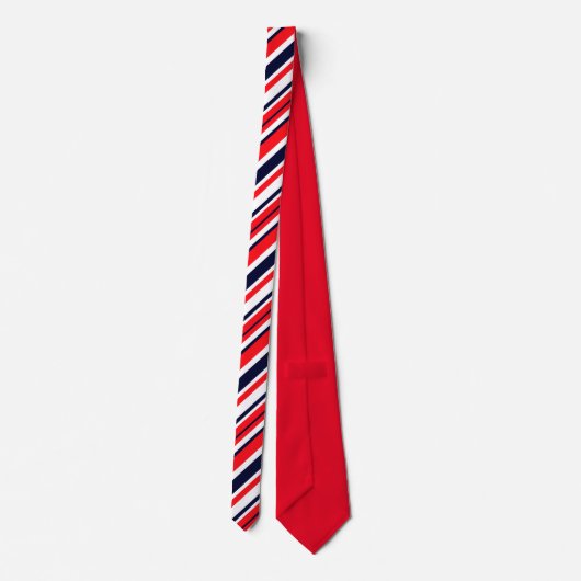 Funky Red Blue White Stripes Print Pattern Stropda Stropdas (Achterkant)