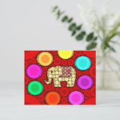 Funky Red Elephant Concentric Circles Mosaic Briefkaart (Staand voorkant)