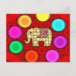 Funky Red Elephant Concentric Circles Mosaic Briefkaart