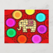 Funky Red Elephant Concentric Circles Mosaic Briefkaart (Voorkant)