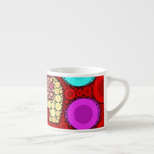Funky Red Elephant Concentric Circles Mosaic Espresso Kop (Rechts)