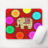 Funky Red Elephant Concentric Circles Mosaic Muismat (Met muis)