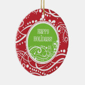 Funky Red- en Green Swirl-kerstversieringen Keramisch Ornament (Rechts)
