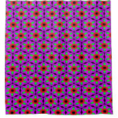 Funky Red en Paarse Fuchsia Flower Pattern Douchegordijn (Voorkant)