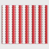 Funky Red en White Scallop Stripe Cadeaupapier (Vlak)