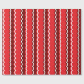 Funky Red en White Scallop Stripe Cadeaupapier (Vlak)