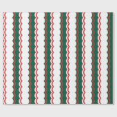 Funky Red Green en White Scallop Stripe Cadeaupapier (Vlak)