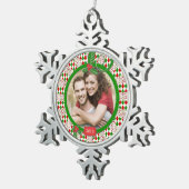 Funky Red Green Family Foto Kerstmis Tin Sneeuwvlok Ornament (Rechts)