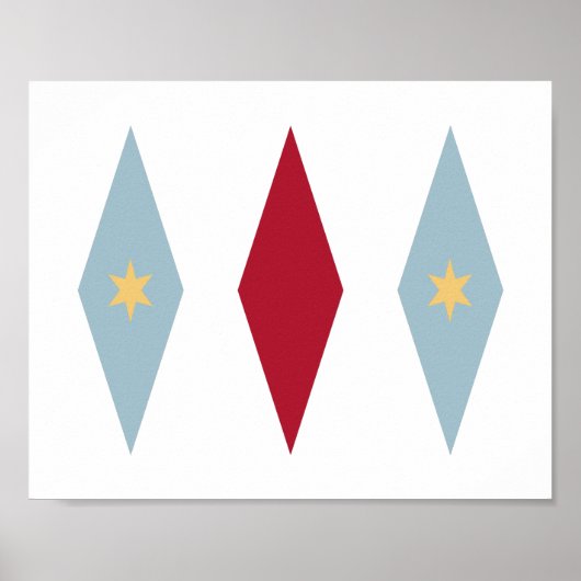 Funky Red Light Blue Yellow Stars Argyle Mid Mod Poster (Voorkant)
