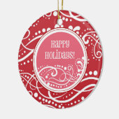 Funky Red & Pink Swirl-kerstversieringen Keramisch Ornament (Links)