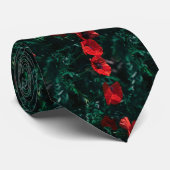 Funky Red Poppy Flower Pattern Stropdas (Opgerold)