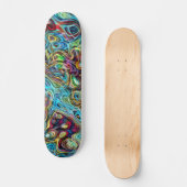 Funky Red Turquoise Dark Blue Yellow Marmer Art Persoonlijk Skateboard (Voorkant)