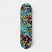 Funky Red Turquoise Dark Blue Yellow Marmer Art Persoonlijk Skateboard (Voorkant)