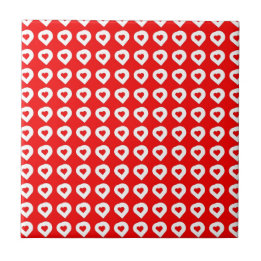Funky Red & White Hearts Tegeltje