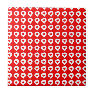 Funky Red & White Hearts Tegeltje