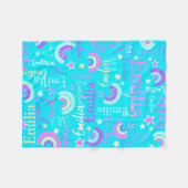 Funky regenboog sterren aqua meisjes naam kleurrij fleece deken (Voorkant (Horizontaal))