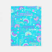 Funky regenboog sterren aqua meisjes naam kleurrij fleece deken (Voorkant)