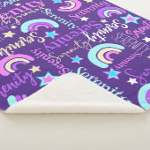 Funky regenboog sterren paarse meisjes naam kleurr sherpa deken (3/4)