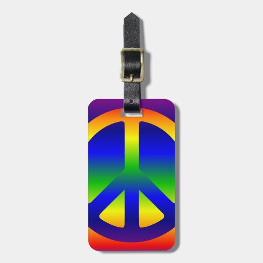 Funky Regenboog Vredessymbool Bagagelabel (Voorkant verticaal)