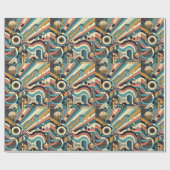 Funky retro 1970's abstract patroon cadeaupapier (Vlak)