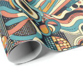 Funky retro 1970's abstract patroon cadeaupapier (Rol Hoek)