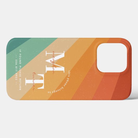 Funky Retro 1970s Groovy Stripes | Monogram Case-Mate iPhone Case (Achterkant (horizontaal))