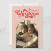 Funky Retro 70s Merry Christmas Foto Feestdagenkaart (Voorkant)