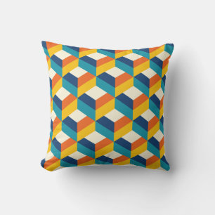 Funky Retro 80s 3D Cube geometrisch Patroonontwerp Kussen