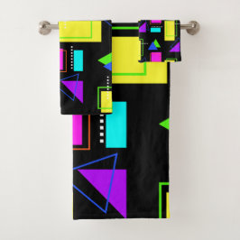 FUNKY RETRO 80S NEON FLUORO GEOMETRIC SHAPE PRINT BAD HANDDOEK