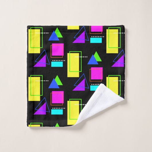 FUNKY RETRO 80S NEON FLUORO GEOMETRIC SHAPE PRINT BAD HANDDOEK (Wasdoekje)