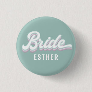 Funky retro 80's pastel bride bachelorette bruilof ronde button 3,2 cm