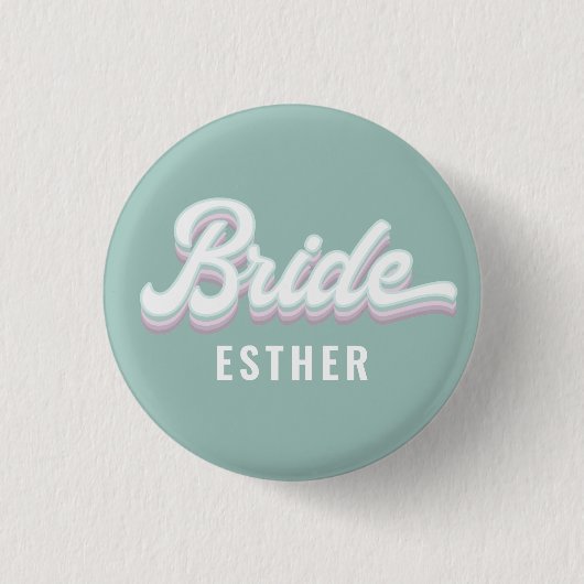 Funky retro 80's pastel bride bachelorette wedding ronde button 3,2 cm (Voorkant)