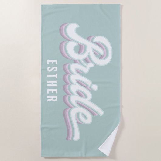 Funky retro 80's pastel bruid vrijgezellenfeest tr strandlaken (Voorkant)