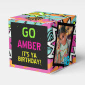 Funky Retro 90s Hip Hop Verjaardagsfeestfoto Bedankdoosjes (Voorkant Zijde)