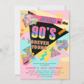 Funky Retro 90's Verjaardagsfeestje Kaart (Voorkant)