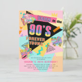Funky Retro 90's Verjaardagsfeestje Kaart (Staand voorkant)