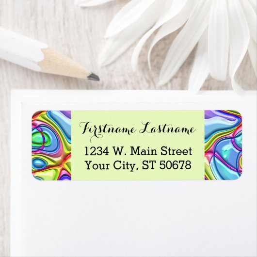 Funky Retro Abstract kleurrijk golfpatroon Etiket (Insitu)