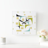 Funky Retro Atomic Mid Century Corners nummers Vierkante Klok (Huis)