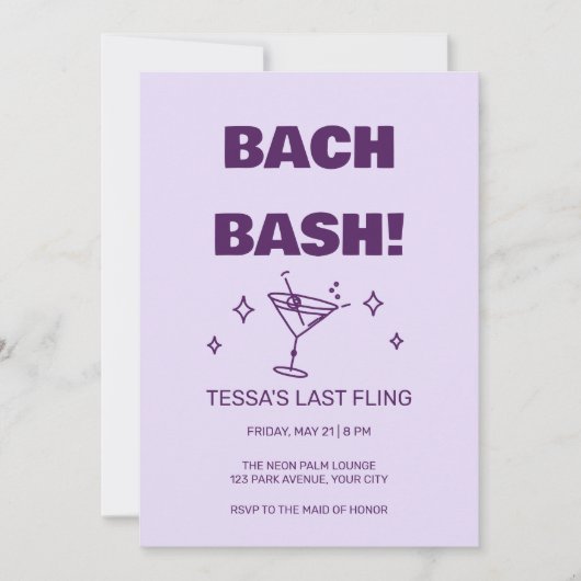 Funky Retro Bach Bash Bachelorette Uitnodiging (Voorkant)