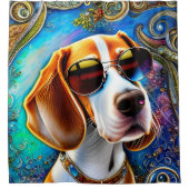 Funky Retro Beagle Douchegordijn (Voorkant)