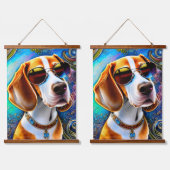 Funky Retro Beagle Hangend Wandkleed (Dubbel)